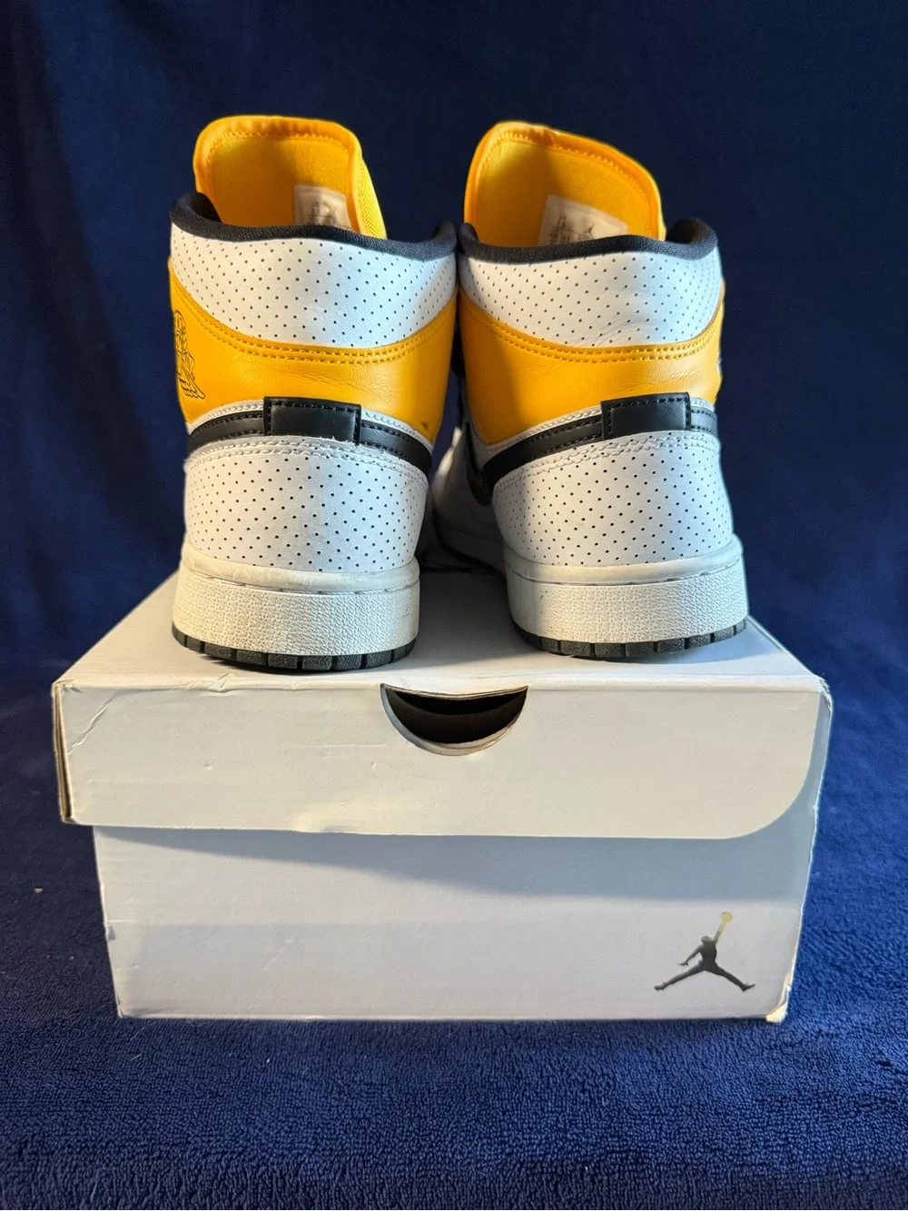 Nike Air Jordan 1 Mid White, Yellow & Black Sneakers